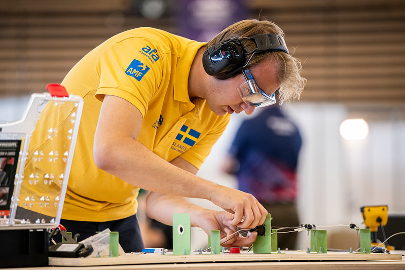 Fredrik på WorldSkills. Foto: Viktor Fremling