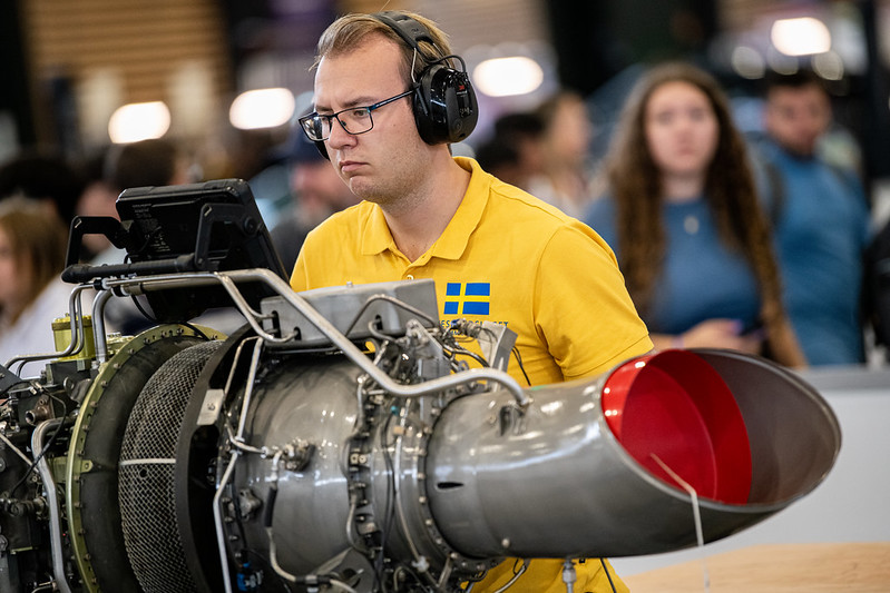 Fredrik på WorldSkills. Foto: Viktor Fremling