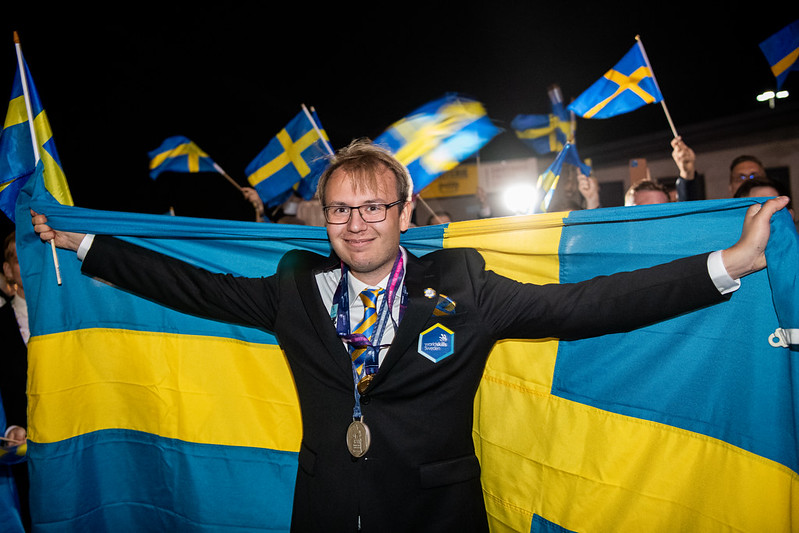 Fredrik på WorldSkills. Foto: Viktor Fremling